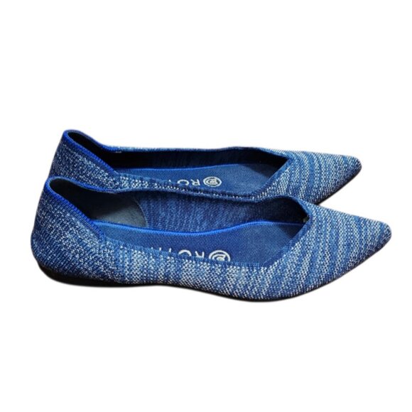 Rothy’s Pointed Toe Flats Blue Knit Sustainable Washable Comfort Shoes Size 7 - Picture 4 of 11